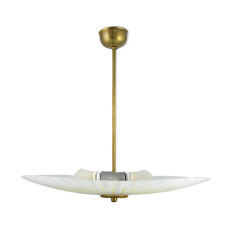 Hanging lamp glass and brass  60s vintage