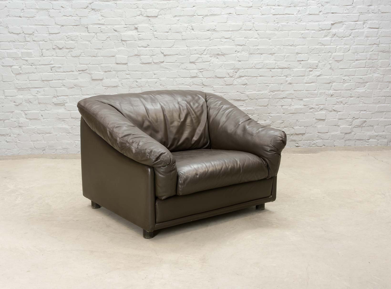 Comfortable Leolux Seal Brown Leather Lounge Chairs The Netherlands 1970s