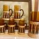 Amber glass and wicker lemonade set