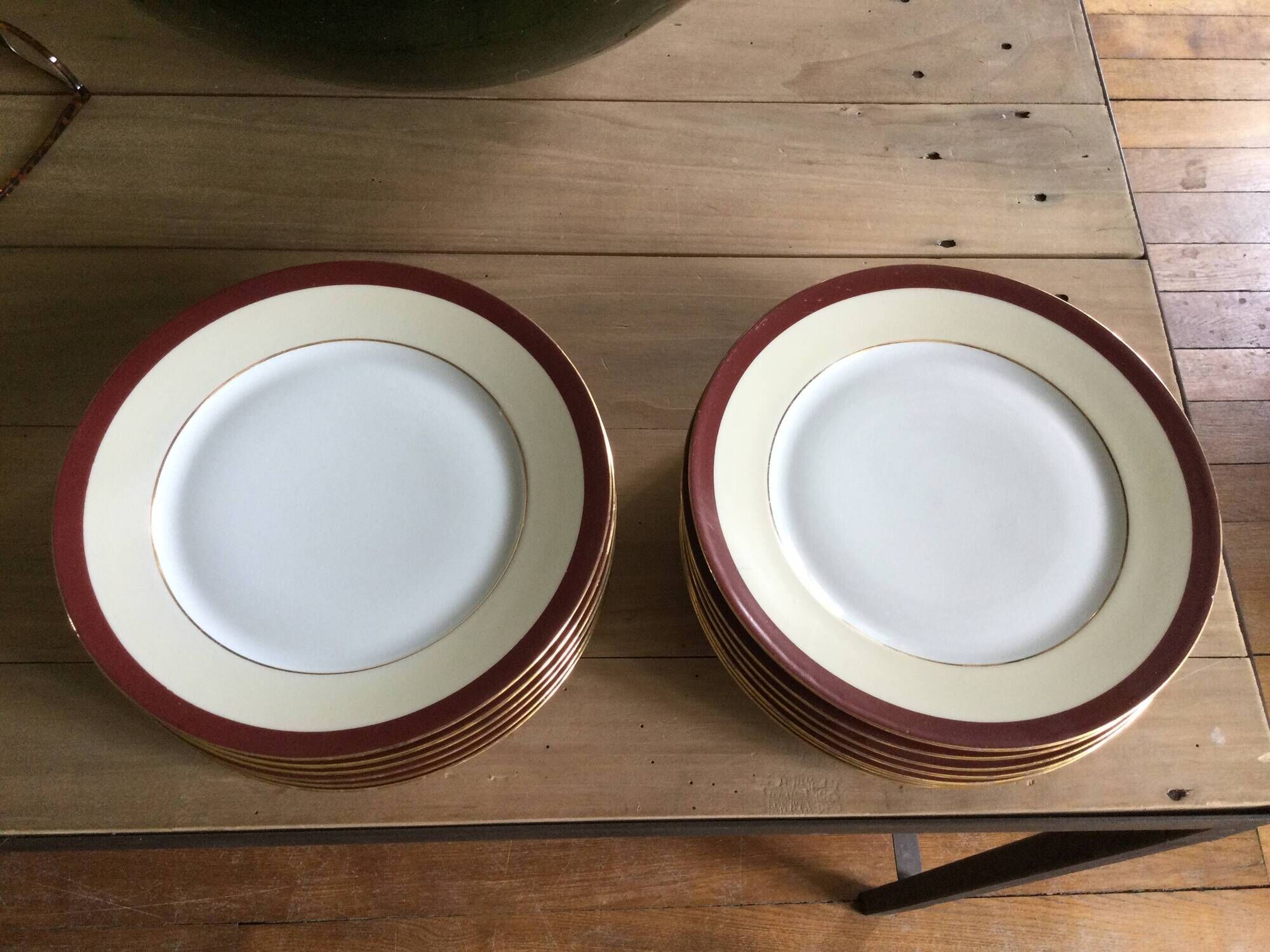 Set of 13 antique Limoges porcelain plates