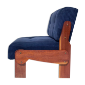 Blue corduroy and solid wood heater
