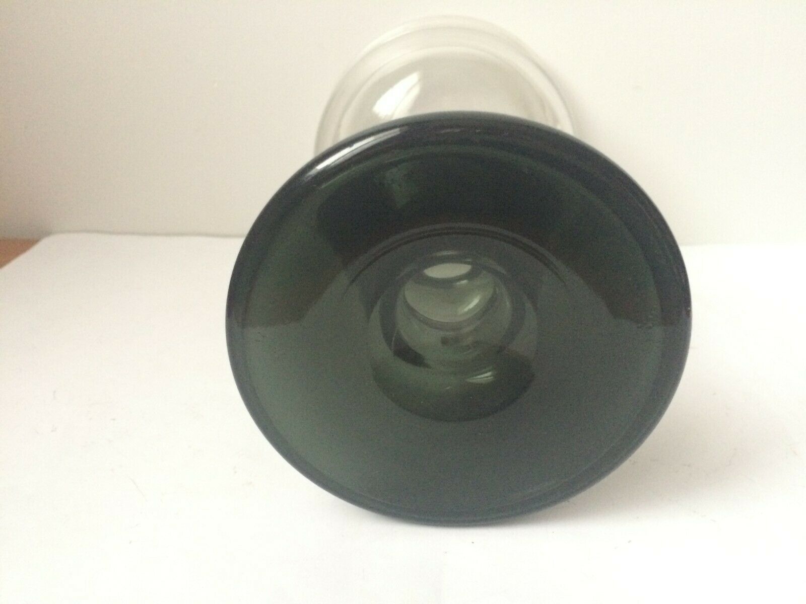 Vase ball on foot in smoked glass 70s