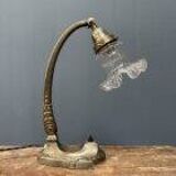 French art nouveau table lamp with transparent glass shade