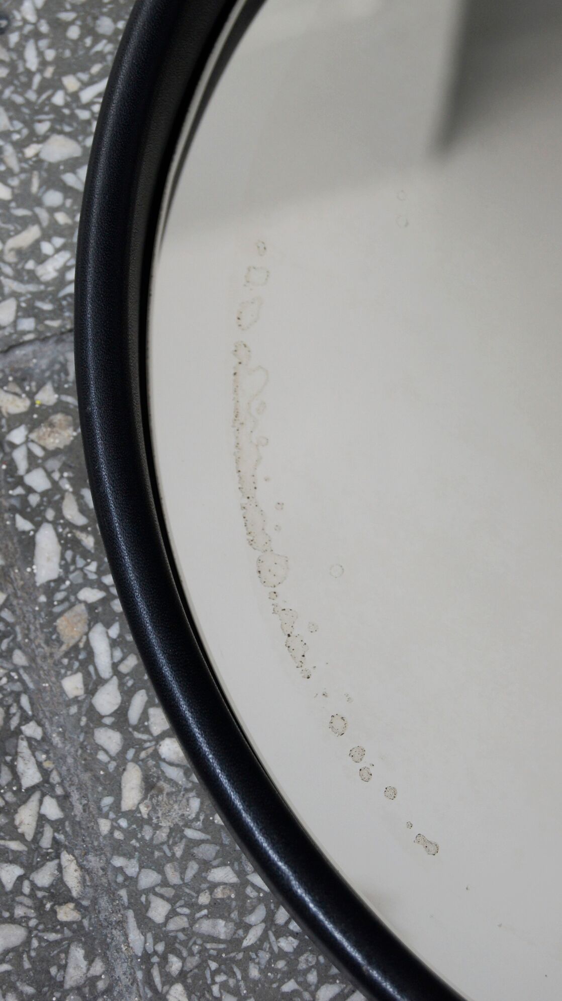 Black Leather Round Mirror