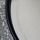 Miroir rond en cuir noir
