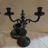 Pair of candlesticks in silver metal