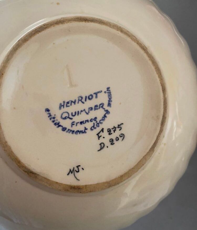 Dish henriot quimper flowers decoration hand