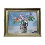 Old painting signed representing a bouquet of anemones