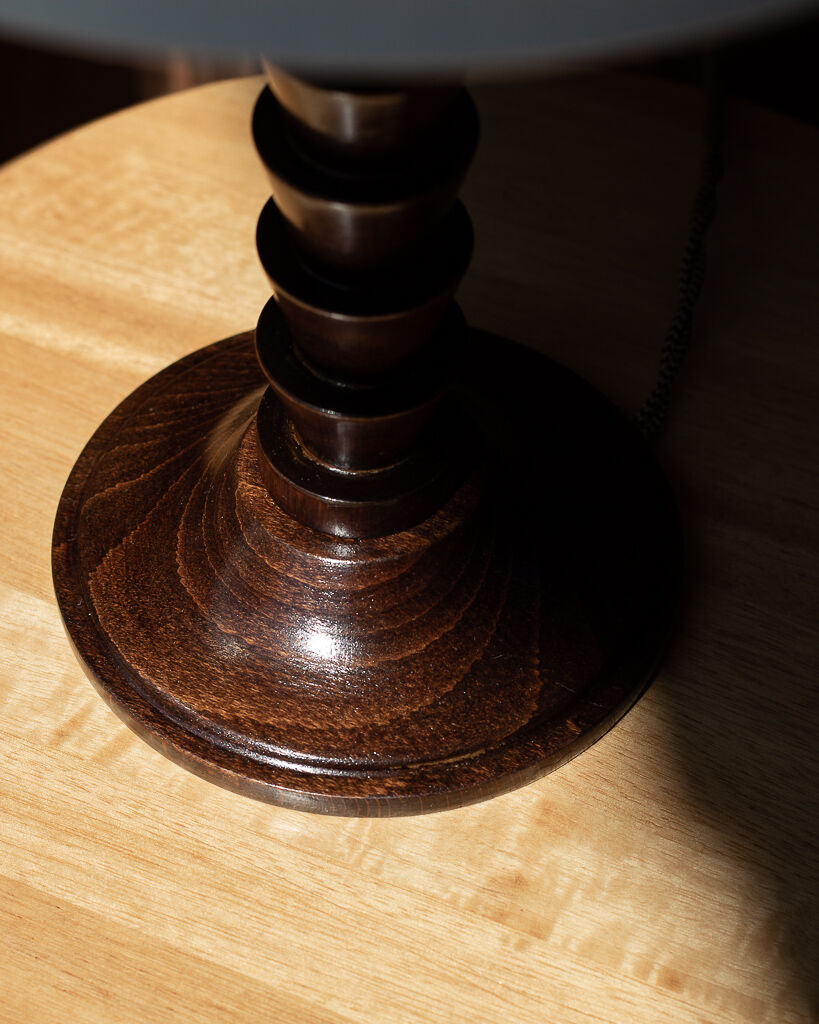 Modernist walnut wood table lamp - 70s
