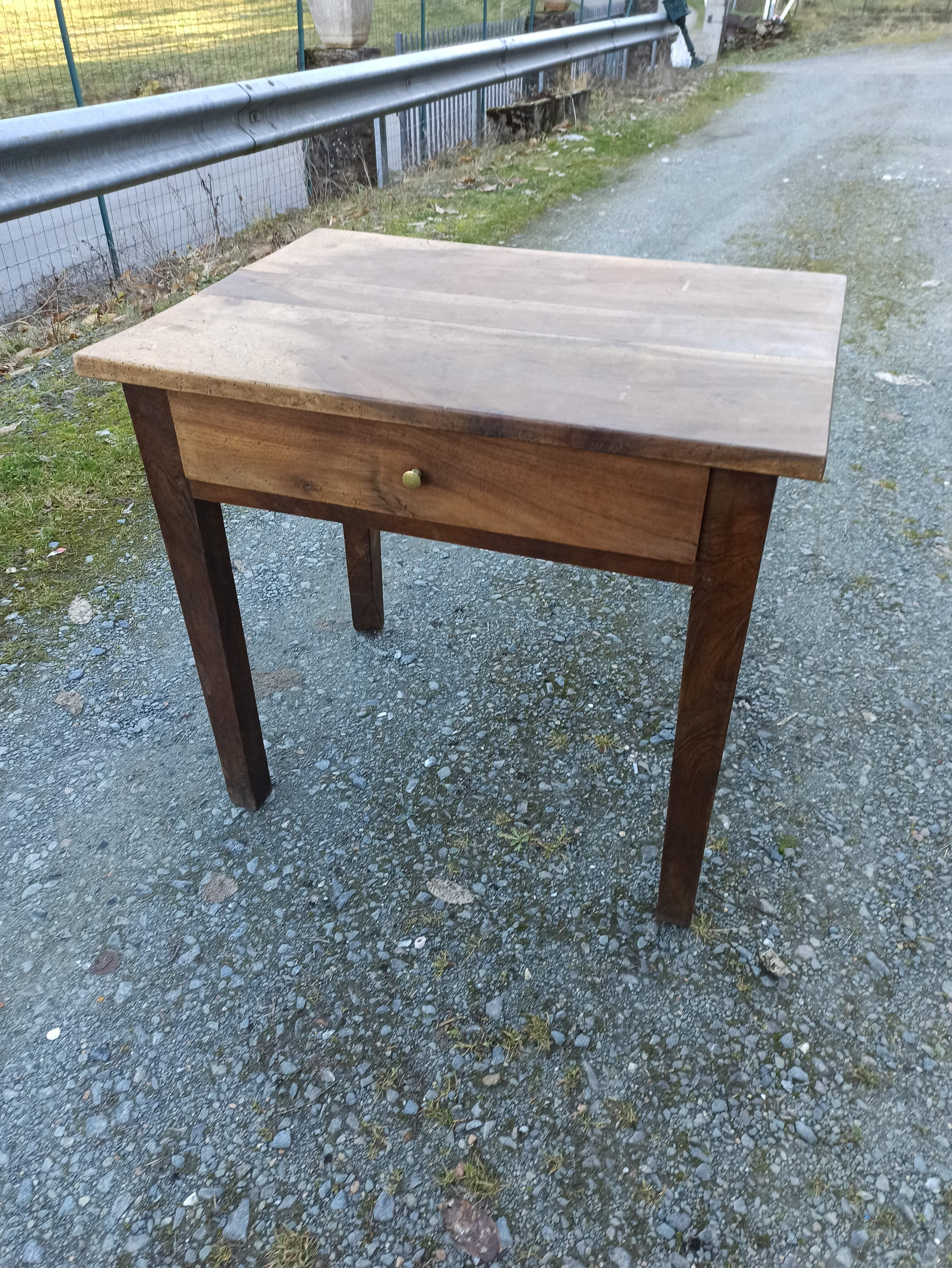Firm table desk cherry walnut a drawer in front