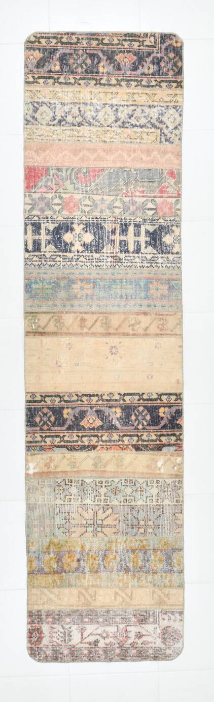 2x9 Multicolor Rustic Boho Vintage Runner Rug, 70x282 Cm