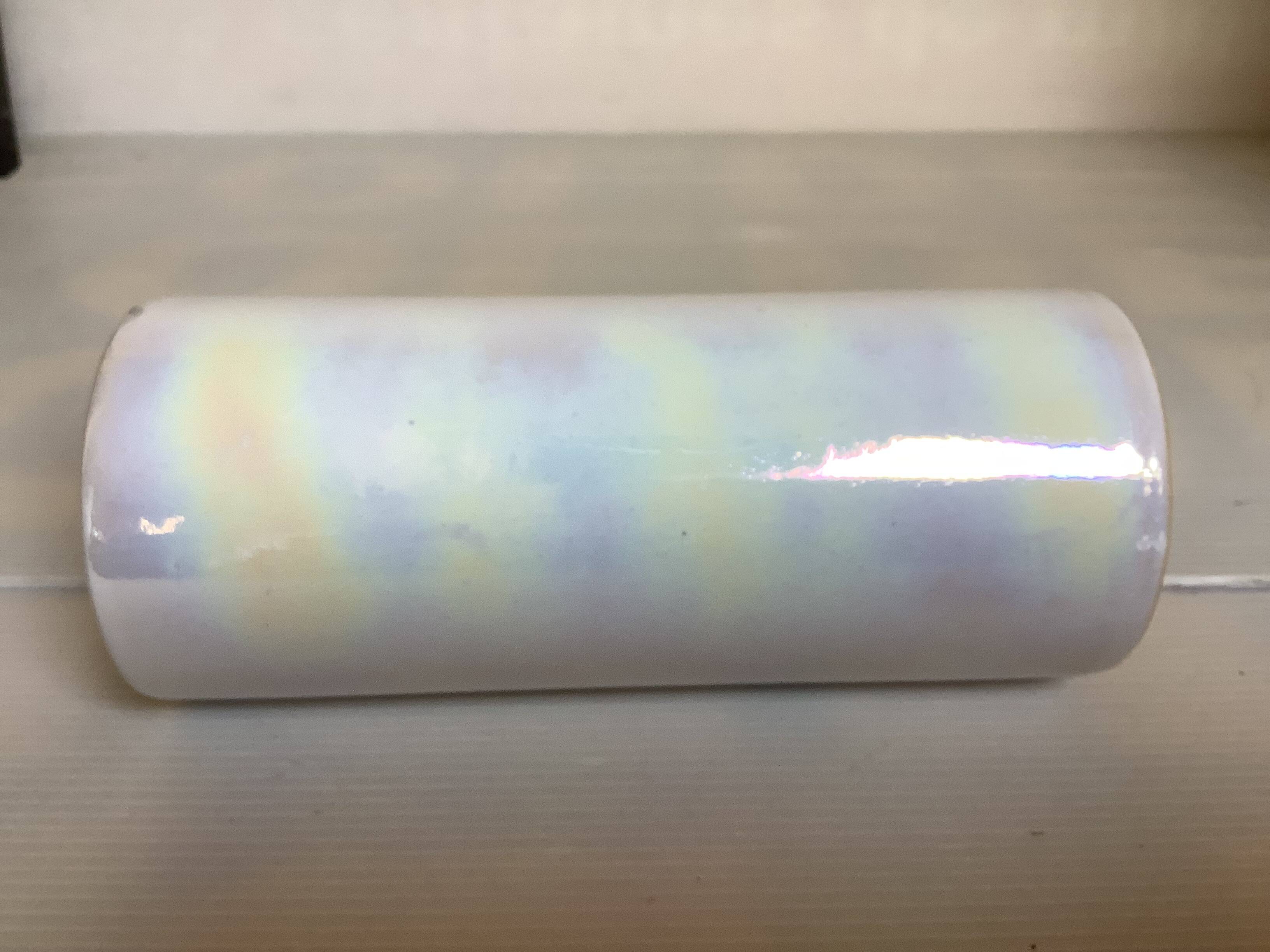 Iridescent white cylinder vase