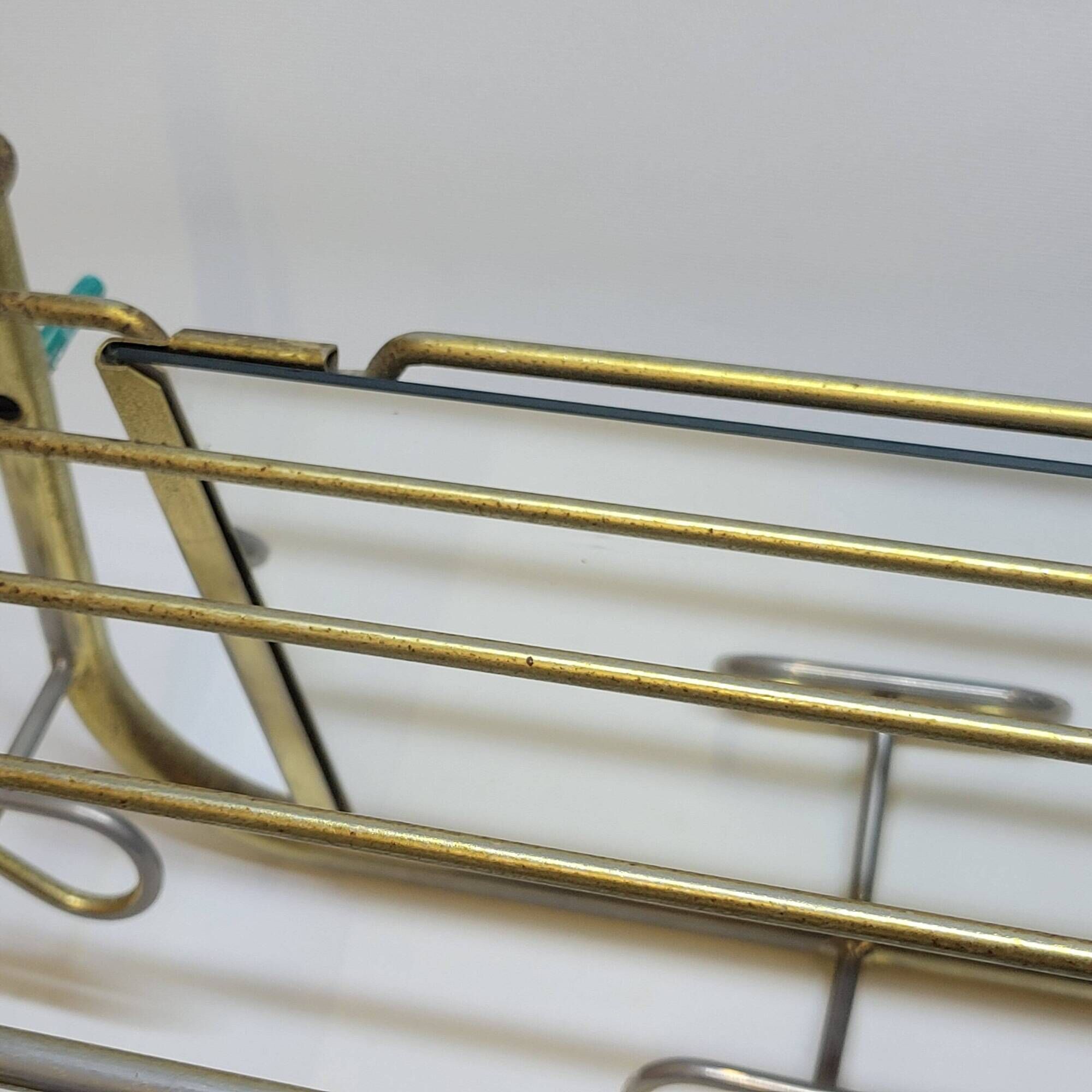 Coat rack with 4 hooks with shelf and vintage mirror in golden metal