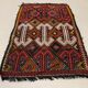 Vintage turkish mini kilim 76x50 cm shabby wool kelim rug black red green