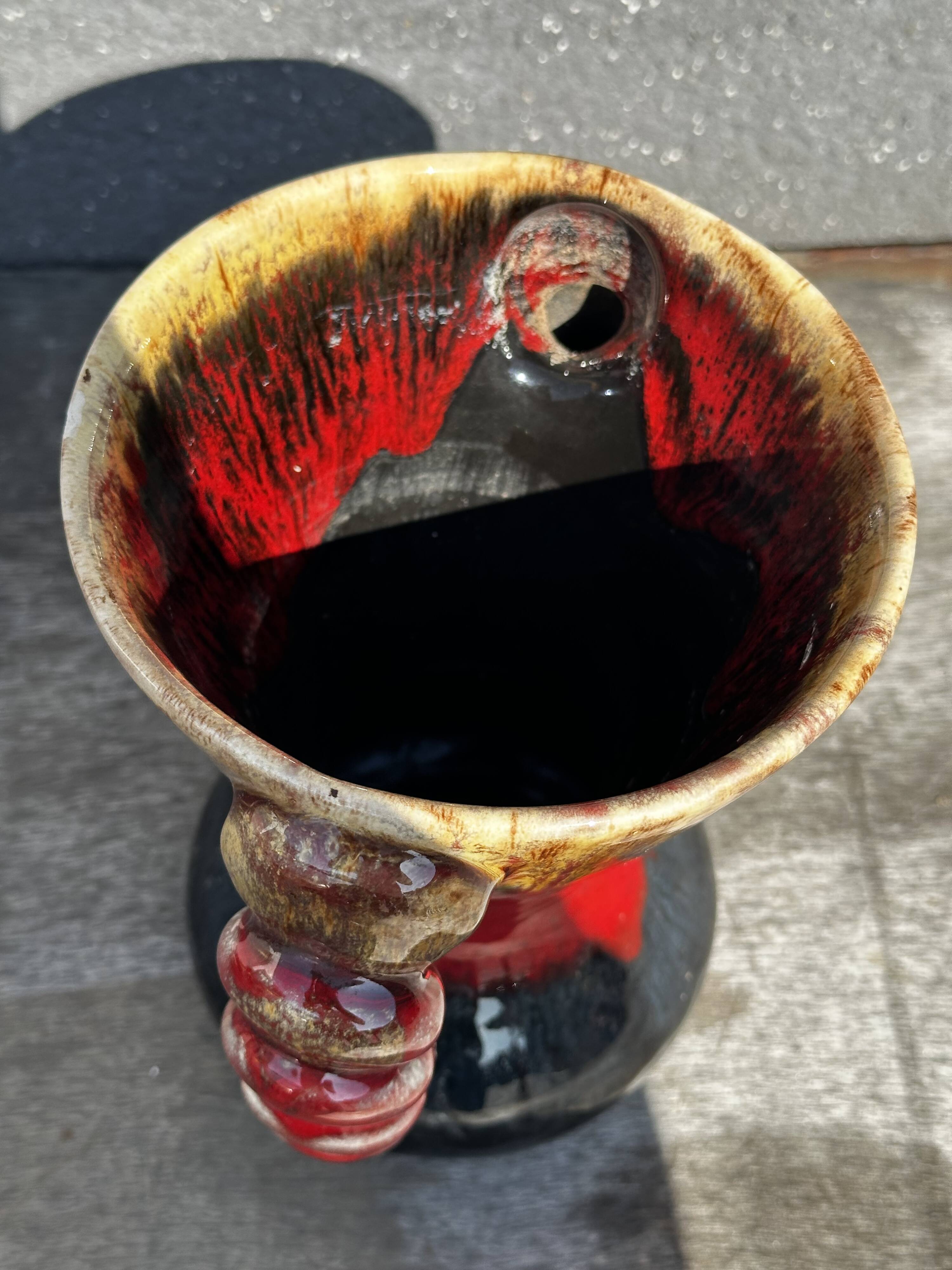 Vintage ceramic vase from Vallauris, signed JAC