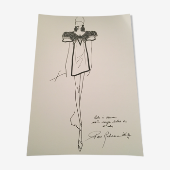 Rare and pretty press fashion illustration by Paco Rabanne. collection sketches from the 90s.