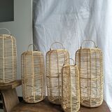 Large lantern-shaped rattan pendant lamp H50 D24