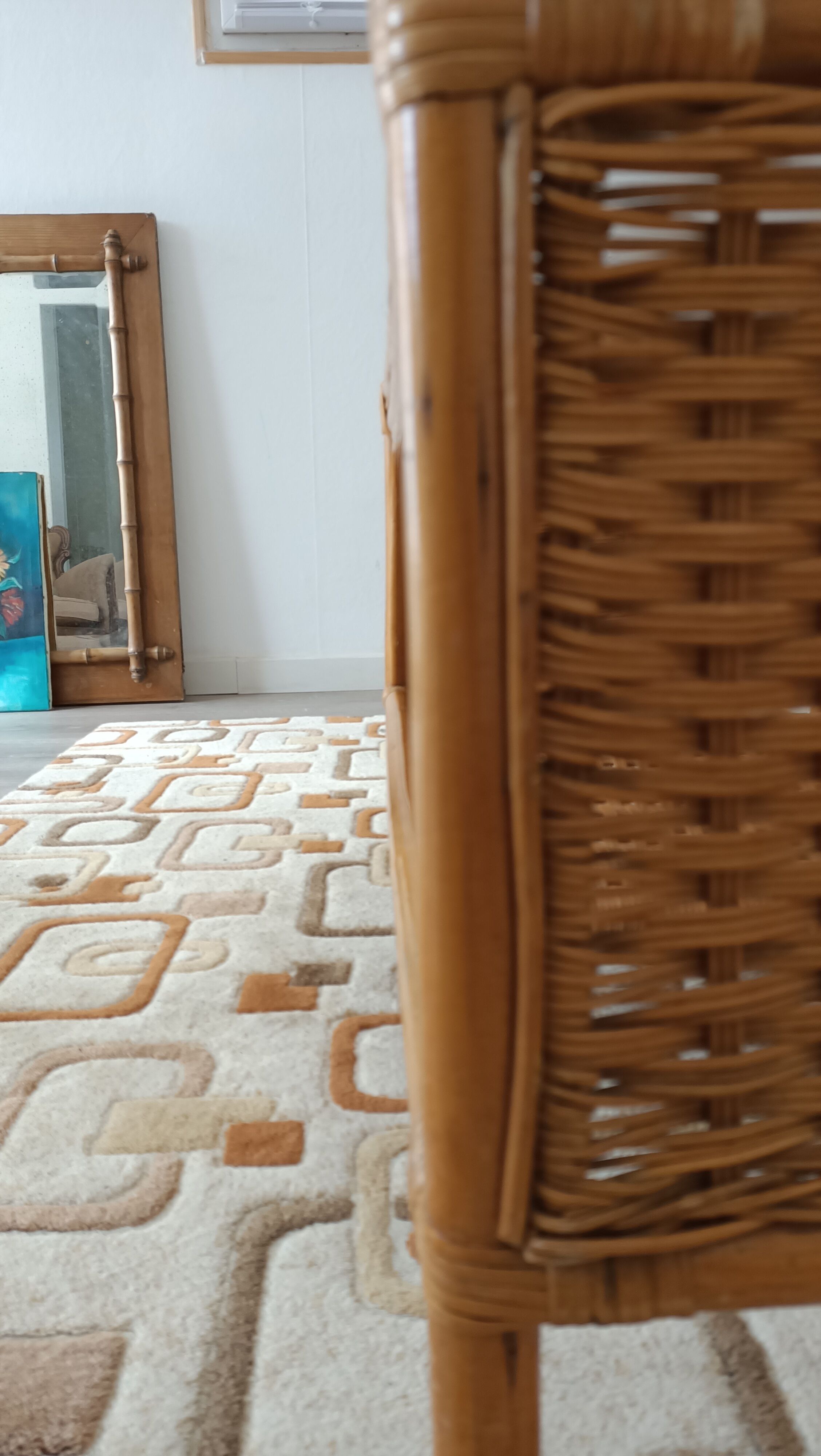 Braided rattan coffee table