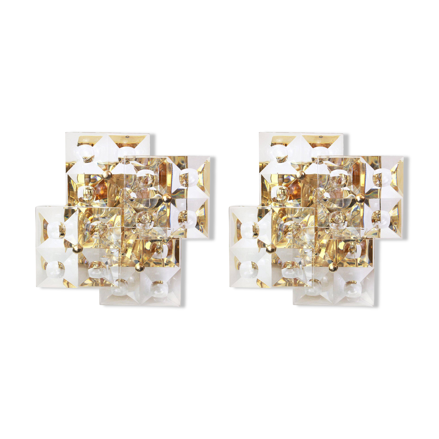Pair of crystal wall lights by Kinkeldey, Germany, 1970s.