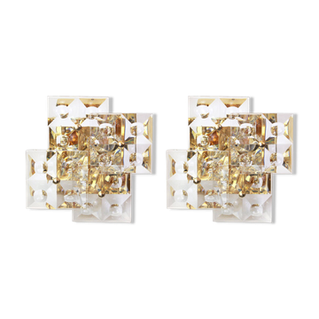 Pair of crystal wall lights by Kinkeldey, Germany, 1970s.