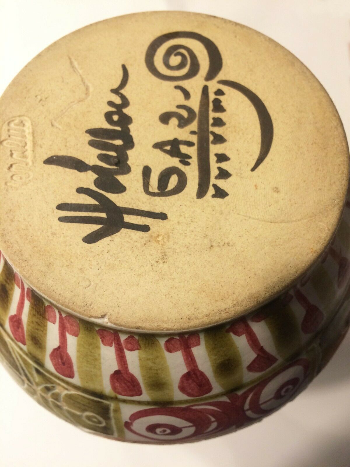 André Horellou Keraluc enamelled sandstone pitcher in modernist style