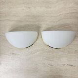 Pair of Limburg Glashütte wall lamp sconce opaline glass with golden detail