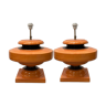 Pair of ceramic enameled ufo table lamps by Gerard Danton for Roche Bobois