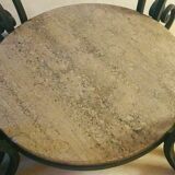Table basse Art Déco en fer forgé a plateau de marbre XX siècle