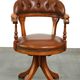 Swivel English style Chesterfield armchair/office chair in brown cowhide