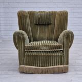 1960s, Danish relax armchair, original condition, green furniture velour.