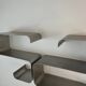 Pair of brushed aluminum shelves, 1970s