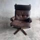Vintage Scandinavian swivel lounge chair in leather, 1970s