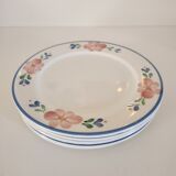 5 dessert plates Italian flowers blue / green / pink