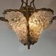 Art Nouveau bronze chandelier with Murano glass flowers