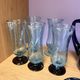 Set of 5 champagne flutes / hand-blown glass juice glasses.