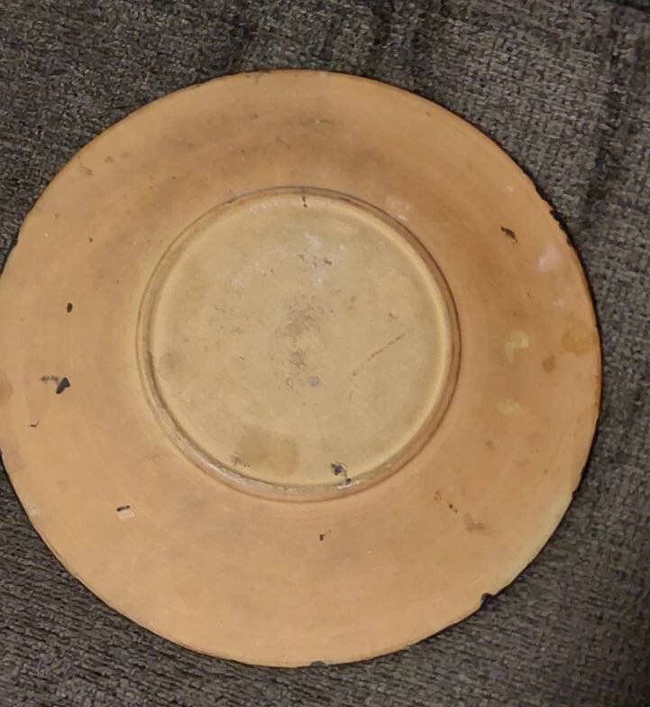 Antique cold-painted Cupino plate, late 19th century, Italy, majolica