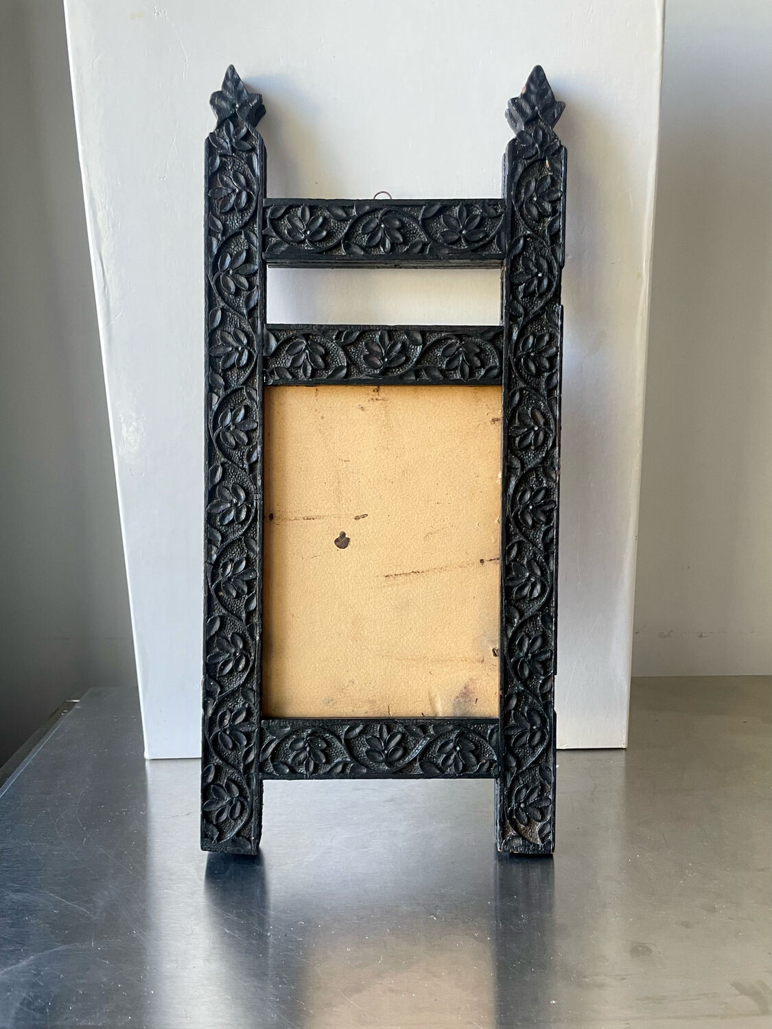 Antique Wooden Picture Frame with flower carvings 42 cm x 19 cm