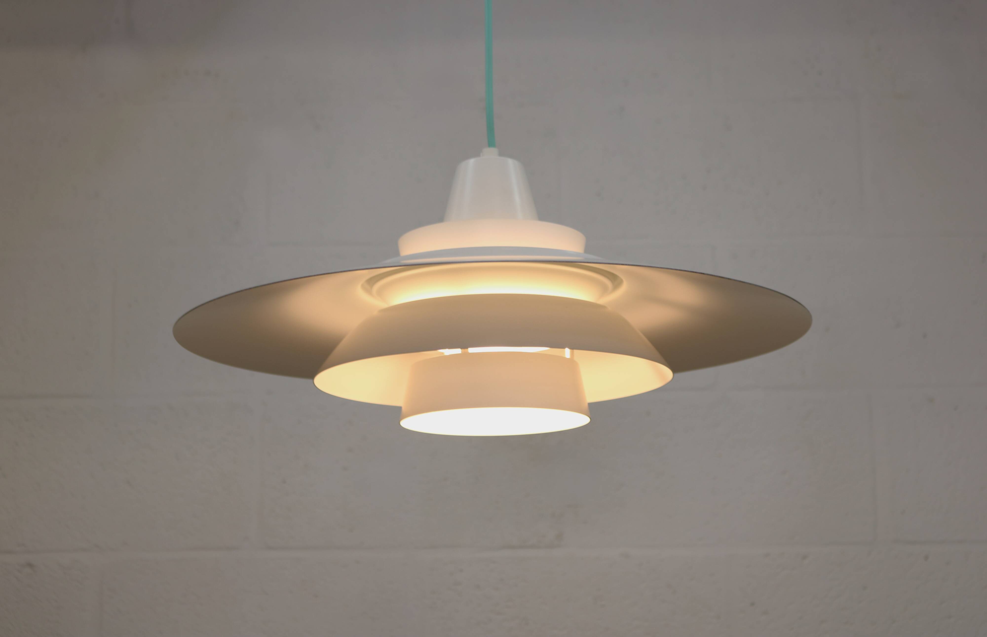 Vintage David Mogensen White Pendant Lamp, Super Light A/S, Danish Mid-Cent