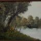 Huile sur toile Pierre Louis Léger Vauthier paysage barque