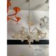 Venetian Murano-Style Glass Chandelier in Transparent and Gold with Flowers