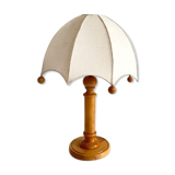 Wooden lamp and vintage fabric lampshade