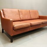 Sofa 3 places all Scandinavian design cognac leather