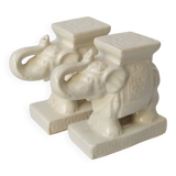 Serre-livres éléphants en céramique