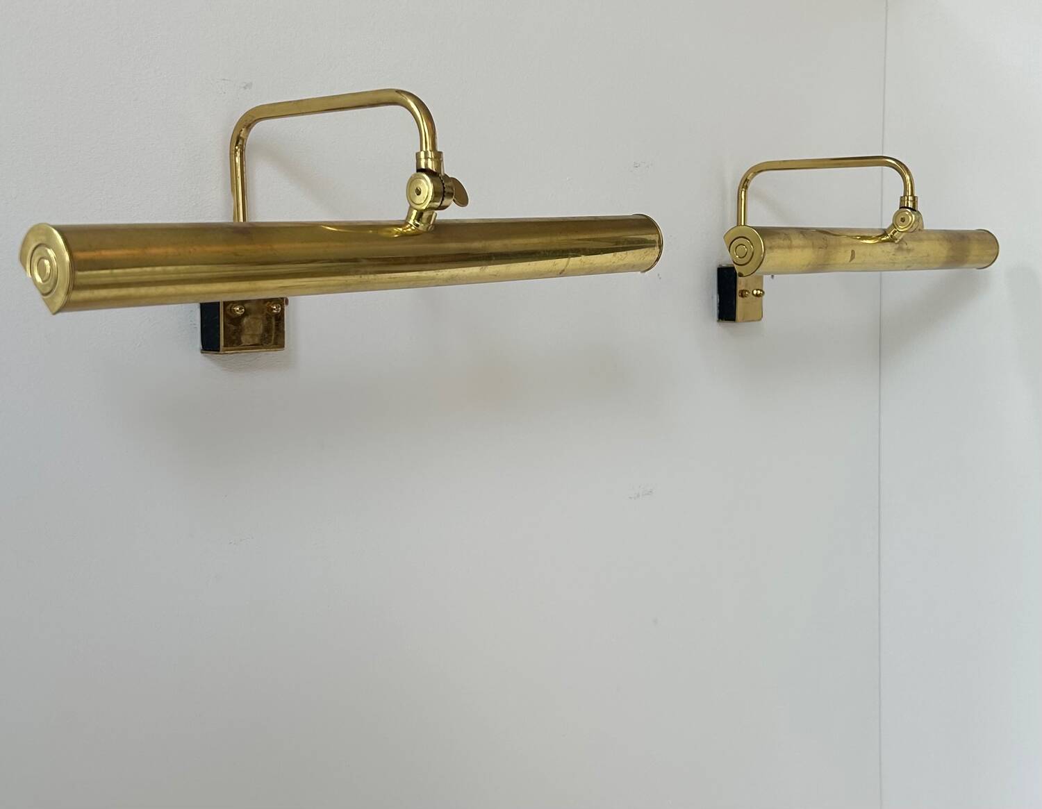 Pair of vintage adjustable brass wall lights, France 1970