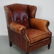Vintage Dutch club chair in cognac leather, 1970s