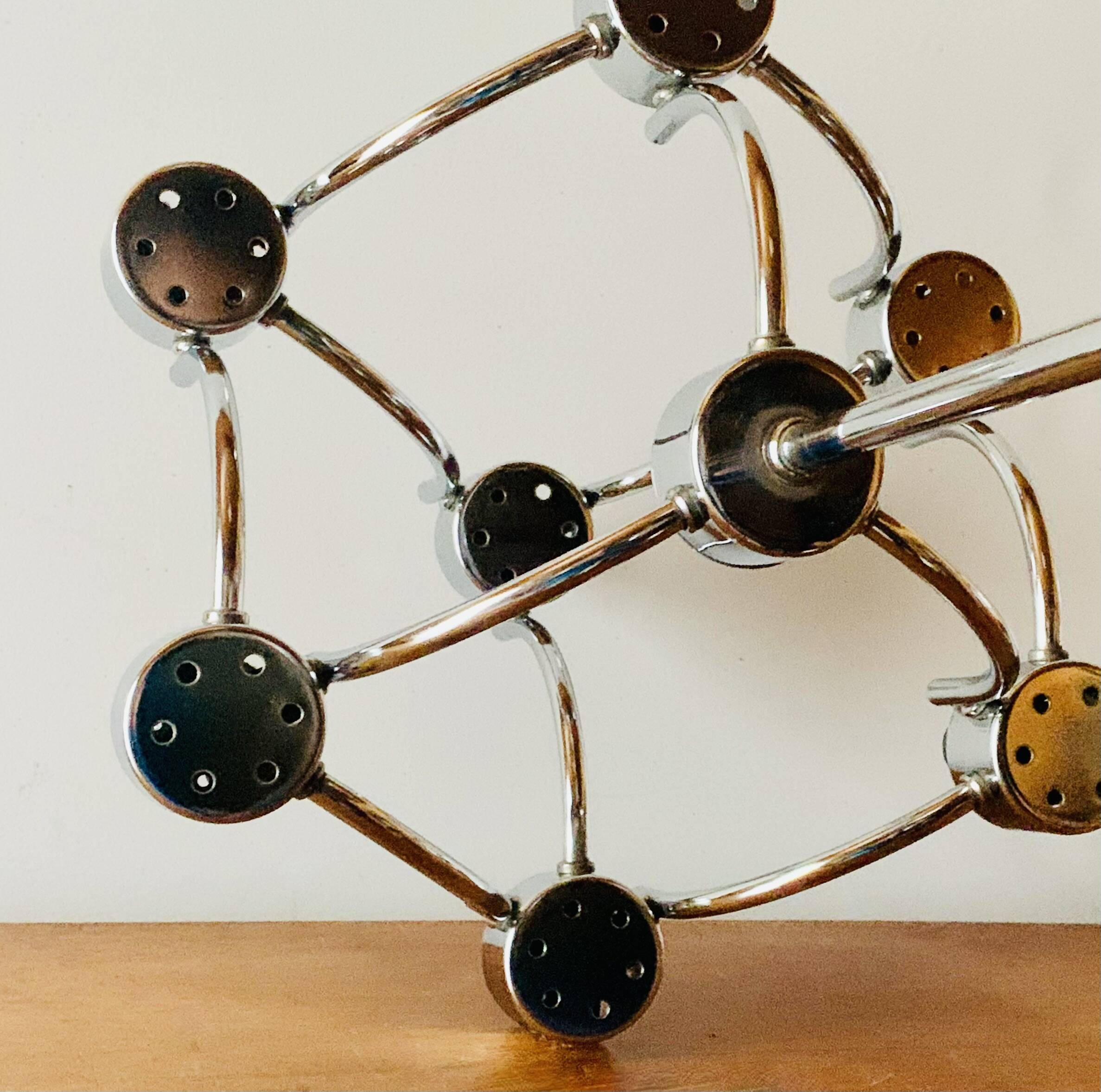 Lustre vintage en métal chromé - Space Age Design - SA Boulanger