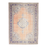 Orange & navy blue turkish vintage rug