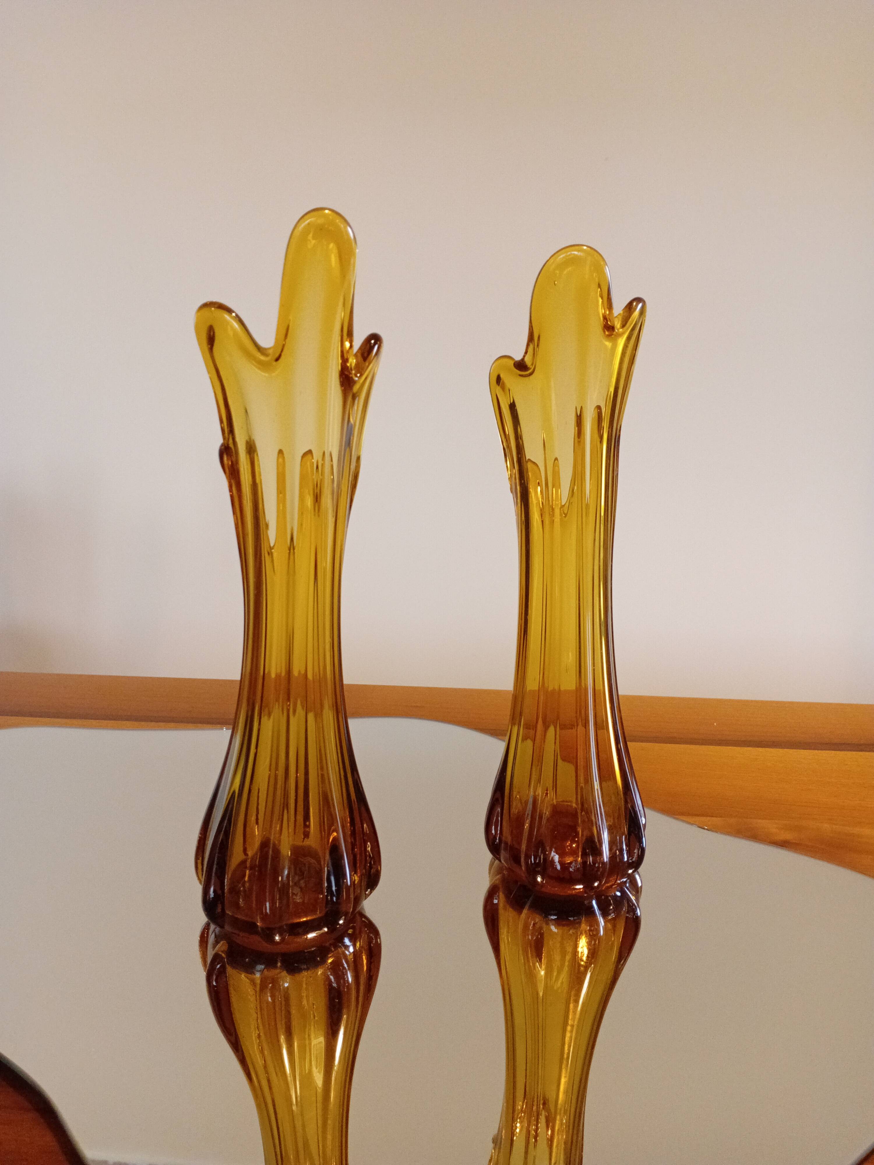 Amber glass vase