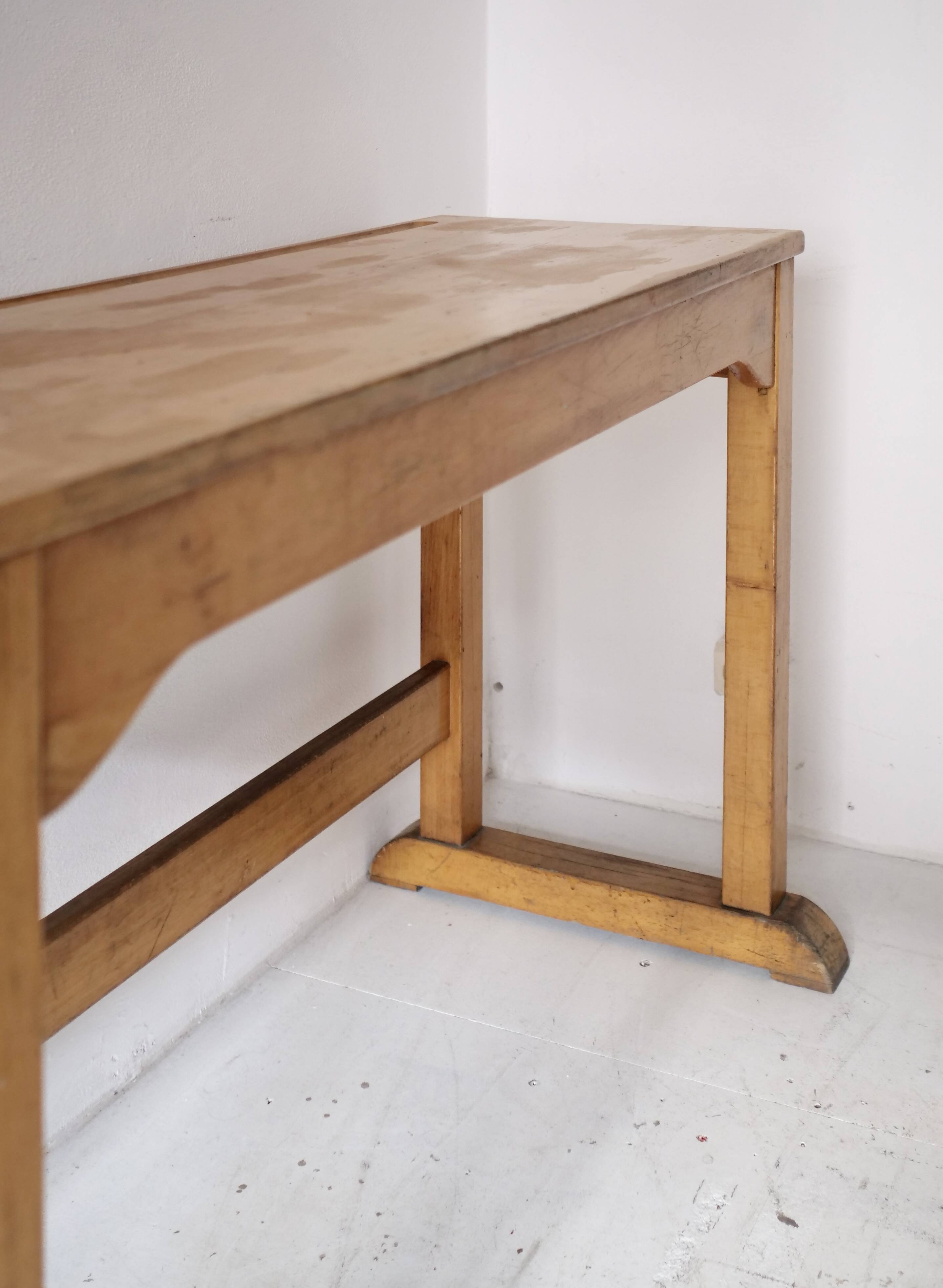 Beech desk or console from around 1930.