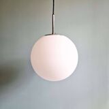 Large satin white opal glass pendant light, Limburg, 1970
